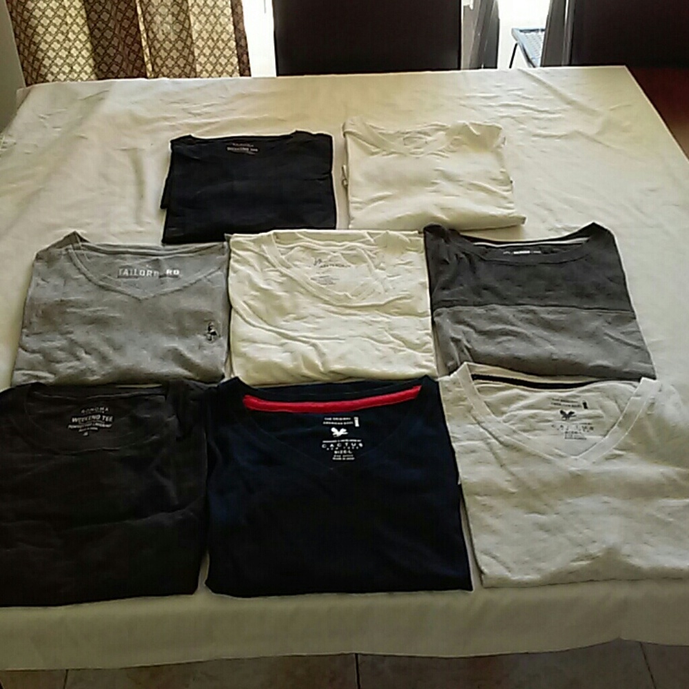 Lot of 8 Tees and V-Necks Various Styles/Colors